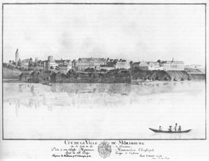 Uitzicht op de stad Meersburg vanaf het meer door Johann Heinrich Bleuler